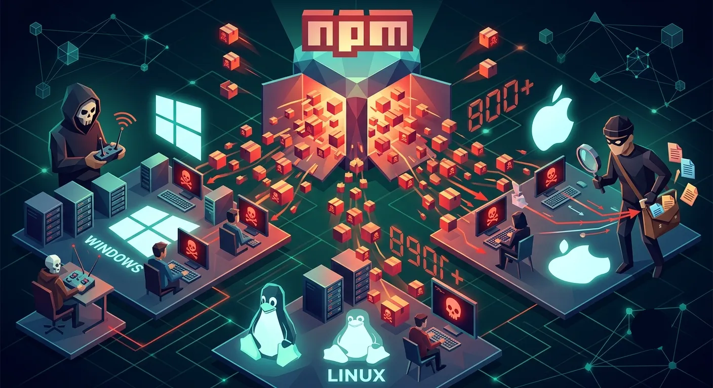 Quase 800 pacotes maliciosos no npm distribuem RAT e infostealer para Windows, macOS e Linux